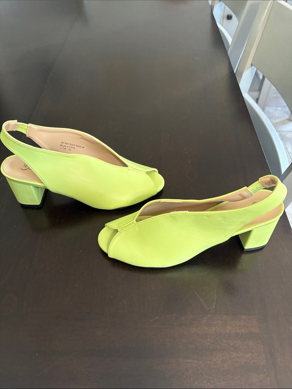 Women’s Lime Green Peep-Toe Slingback Block Heel